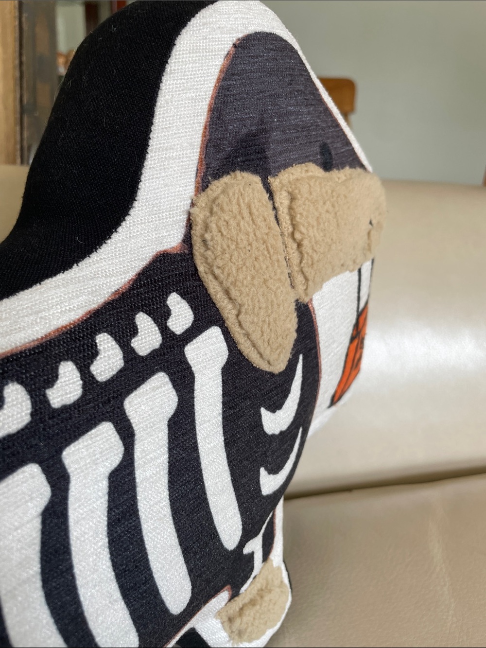 Halloween Dachshund Skeleton Decorative Pillow - Black, White & Orange - Picture 4 of 9